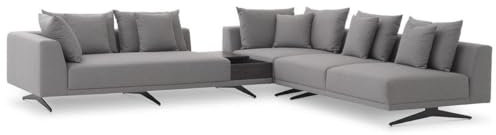 Casa Padrino Luxus Ecksofa Grau/Schwarz 340 x 292 x H. 64 cm - Edles Wohnzimmer Sofa mit Kissen - Luxus Möbel - Luxus Qualität