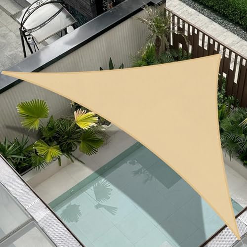 Cool Area Toldo Vela de Sombra Impermeable Triangular 3x3x4.25m Protección UV PES Toldos para Patio Exterior Jardín Terraza-Arena