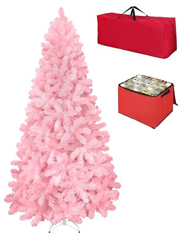 Totò Piccinni Albero di Natale Artificiale NOEL, Folto, Effetto Realistico, Rami a Gancio, Facile Montaggio, PVC, Ignifugo con Borsone (210 cm, Rosa)