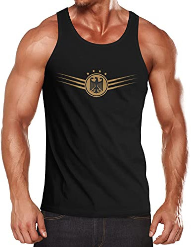 MoonWorks® Herren Deutschland Fußball EM-Shirt 2024 Fußballeuropameisterschaft Deutschlandshirt mit Bundesadler Retro schwarz L
