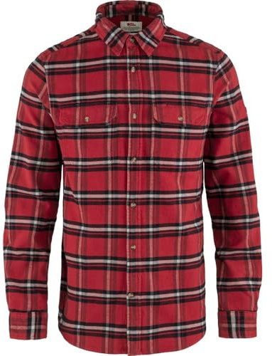 Fjällräven Herren Övik Heavy Flannel Hemd, Red Oak/Fog, S