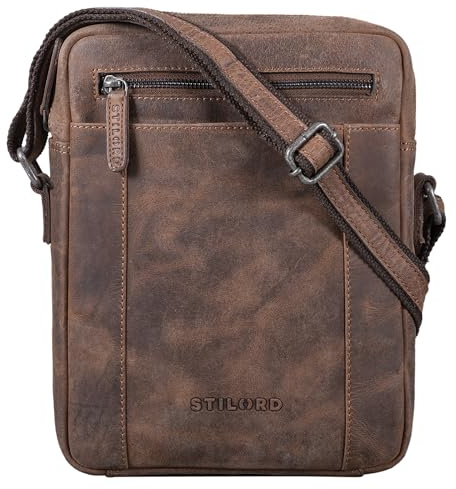 STILORD Fox Herrentasche Leder Vintage Messenger Bag Männer Handtasche klein für 10,1 bis 10,5 Zoll iPad Tablethülle Männer Handtasche Echtleder Farbe:Veleta - braun