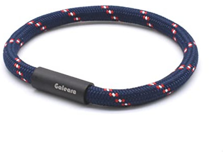 Bracciale in corda nautico intrecciata, colore: nero, da uomo e da donna, con chiusura magnetica,… (Riu Rosso - Blu, 195)