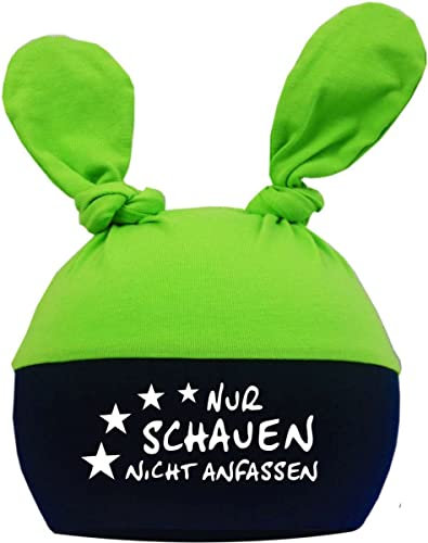 Kleiner Fratz Baby 2-Zipfelmütze Multicolor (Lime-Navy) (Gr. 2 (KU: 39-53)) Nur schauen Nicht anfassen