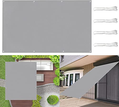 CHBIN Sonnenschirm Segel Sonnenschutz Netz 3x4M Wetterbeständig Mit Uv Schutz Sonnenschutz Sonnensegel quadratisch Zeltplane Mit Spannseilen Für Terrasse Camping, Hellgrau, 22173