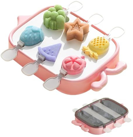 DeryArcle Stampo per Gelato Silicone Cavità Classiche 6, Formine per Ghiaccioli Frutta, Stampi per Gelati con Stecco Riutilizzabili per Lecca, Congelato (rosa frutta)