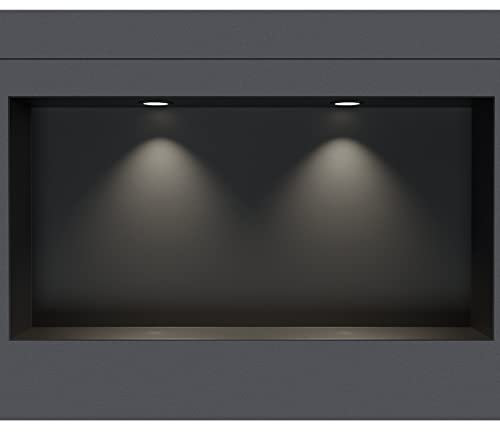 BERNSTEIN® Wandnische aus Edelstahl NT306010X randlos mit LED-Beleuchtung– 30 x 60 x 10 cm – Duschablage für Bad-Utensilien - befliesbare Duschnische in Schwarz LED-Einbaurahmen in Schwarz