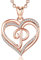 NFUSEU P Kette mit Buchstaben, Doubleherz Anhänger Rosegold A-Z Schmuck Cubic Zirkonia CZ 20 Zoll Kette niedliche Geschenke für Mädchen Frau Weiblich