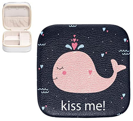 RODAILYCAY Schmuckkästchen für Damen und Mädchen, Mini-Schmuckkästchen, Motiv Kiss Me, Rosa