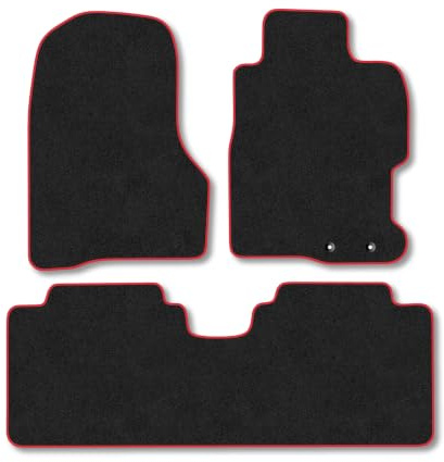 Honda Civic (2001-2005) [5 Door] Carpet Car Mats | Red Edge Trim Tailored Fit Floor Mats Full Coverage Protection Accessories Easy Clean Anti Slip Made in the UK