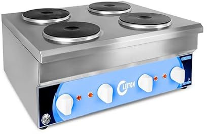 Cleiton® - Cocina 4 Fuegos Eléctrica Sobremesa | Cocina Industrial para Hostelería de Calentamiento Rápido para un Cocinado Profesional