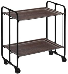 DON HIERRO - Servierwagen, klappbar, 2 Böden, Schwarzem Rahmen. Bauhaus-Wengue