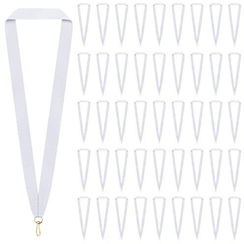 Berlune 100 Stück Halsbänder mit Schnapp-Clips, blanko, Medaille, solide, flache Auszeichnungshalter, für Kinder, Erwachsene, Studenten, Wettbewerbe, Sport, Party, Leistung (weiß)