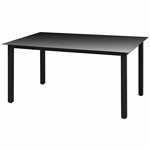 XIAOGUANG Table de salle à manger d'extérieur en aluminium et verre Noir 150 x 90 x 74 cm