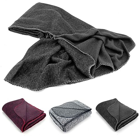heimtexland ® hochwertige Wohndecke Strick Sofadecke Super Soft Fleece 150x200 Kuscheldecke Typ854 Anthrazit meliert