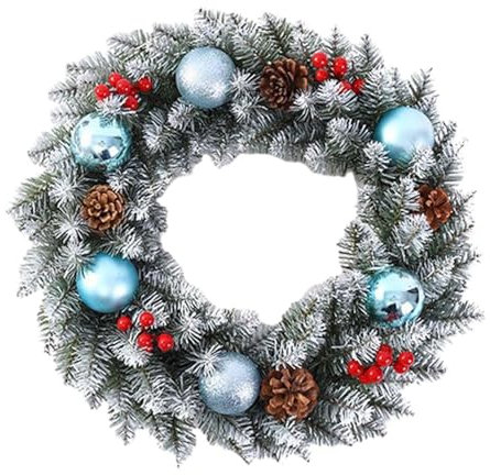 LOVIVER Weihnachtskranz, künstlicher Weihnachtskranz, Dekorationen, Kranz für die Haustür, Feiertagsgirlande, Weihnachtskranz für Büro, Party, Blau