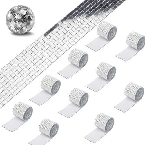 WOOLUCK® 10 Rollen 16000 Stücke selbstklebend mini Spiegel,Mosaik Spiegelfliesen Aufkleber Glas 5 x 5 mm für Discokugel Basteln,DIY Küche Badezimmer KTV
