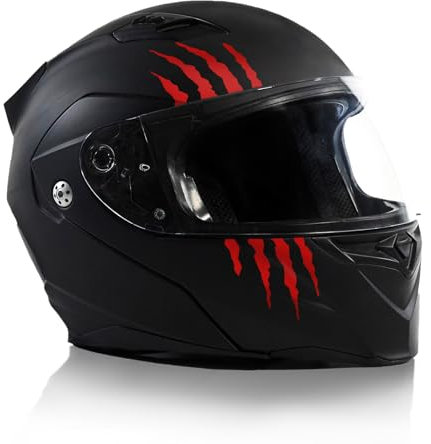 Finest Folia Kratzer Helm Aufkleber 2er Set 7,5x7,5cm Monster Sticker Kralle Deko für Motorrad Helm Auto Motorradhelm Kratzspuren selbstklebend wasserfest K173 (Karminrot)
