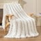 Esterra Chunky Knit Blanket Throw, 100% Handmade Chenille Throw Blanket 40x50, Soft Thick Yarn Cable Knit Crochet Throw Blanket Rope Knot Throw for Couch Bed Sofa, Bright White