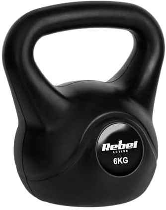 REBEL ACTIVE Kugelhantel 6 kg, RBA-2313, Schwarz, Kunststoff, 21,5 x 4 x 3,4 cm, 21,5 x 18 x 23 cm