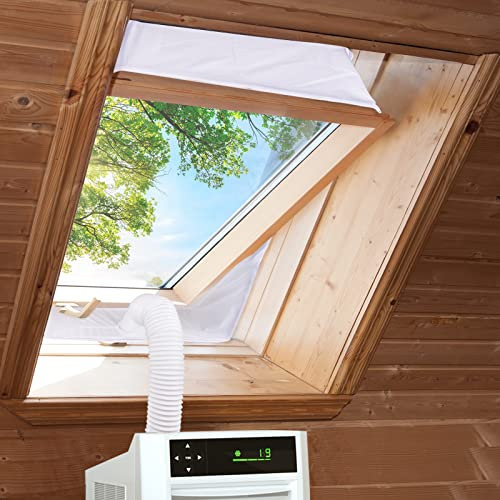 Lot de 2 joints de fenêtre de toit, pour climatiseur, étanche, avec fermeture éclair, compatible avec les tuyaux simples et doubles, 190 cm, blanc