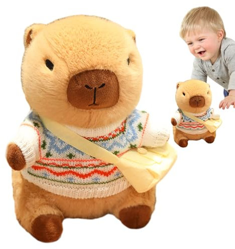 SENZZ Capibara-Plüschspielzeug, niedliche Kuscheltiere, weiches Plüschkissen in Tierform, Plüschspielzeug, Rucksack für den Transport von Plüschtieren