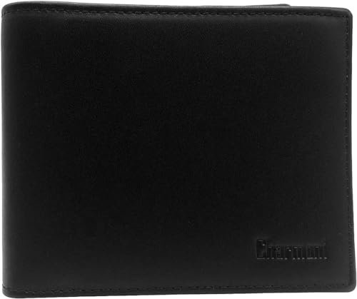 Charmoni - Portefeuille Homme Classique - Italienne Paysage - en Cuir Vachette - Porte Carte Monnaie - Protection RFID Blocage (Cuir Vachette, Noir)