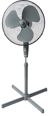 Bestron Ventilateur sur pied avec trois niveaux de vitesse, Ventilateur avec fonction oscillation à 75° & hauteur réglable jusqu'à 122 cm, Ø 45 cm, 45 Watts, ASV45G, Couleur: Gris
