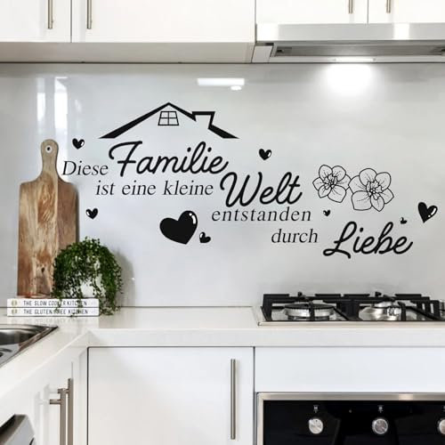 TOARTI Wandaufkleber Spruch Familie ist Liebe Wandtattoo Schwarz (BxH) 90 x 30 cm Wandtattoo Wohnzimmer Sprüche zitate Wandsticker Flur und Diele Aufkleber selbstklebend Sticker