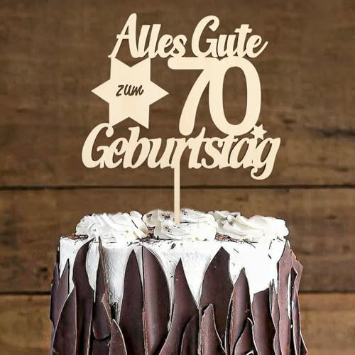 DazzJoy 70 Geburtstag Tortendeko Holz,Kuchendeko Alles Gute zum 70. Geburtstag aus Holz,Torten Deko 70 Geburtstag Mann Frau,Cake Topper 70 Geburtstag Deko,Kuchen Topper 70er Geburtstag Männer Frauen
