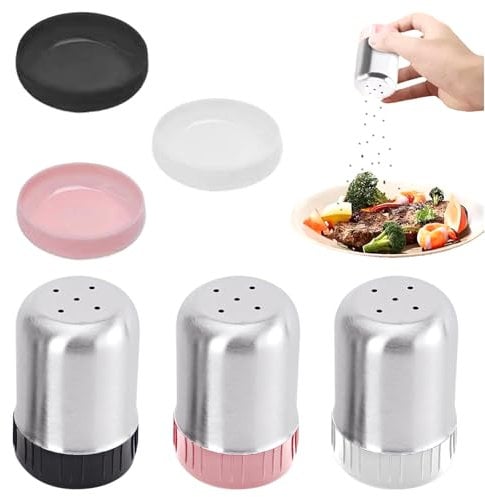 3-Stück Mini Salzstreuer,Salt Shaker,Mini Gewürzstreuer,Pfeffer und Salzstreuer mit Deckel,Kleiner Salzstreuer Klein,GewürzFlaschen,für Pfeffermühle,Salzmühle Pfefferstreuer,Edelstahl Gewürzmühlen