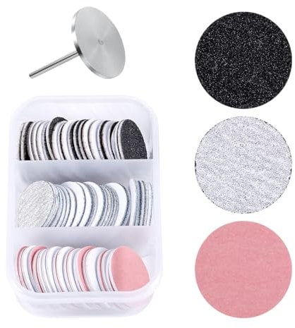 60pcs Sanding Paper Discs, Nail Drill Bit Pads Replacement Sandpaper Discs with 0.98 Inch Metal Nail Drill Bit Replacement Sandpaper Pad Discs Discs for Manicures and Pedicure