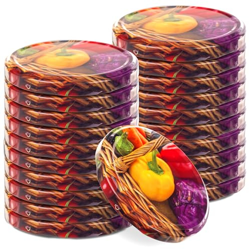 KADAX 20er Set Schraubdeckel TO82 ⌀ 82mm Paprika – Twist-Off Ersatzdeckel für 235-900ml Einmach- & Marmeladengläser | Luftdicht & Spülmaschinenfest