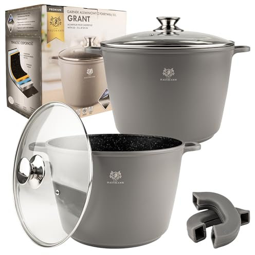 KARL HAUSMANN Topfset Induktion 2-Teilig - 6+10 L - Kochtopf Set Beschichtet - Aluguss Töpfe mit Deckel - Antihaft Topf Beschichtete Für alle Herdarten auch Induktion - Kochtopfset - Schmortopf
