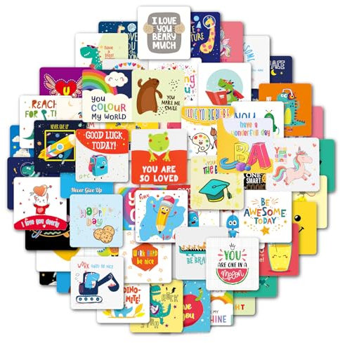 60 PCS Cards for Lunchbox for Kids Positive Affirmation Cards for School and Kindergarten Lunches Inspirational and Motivational Love Lunchboxs Notes for Lunchbox Kids Notes for Christmas Thanksgiving