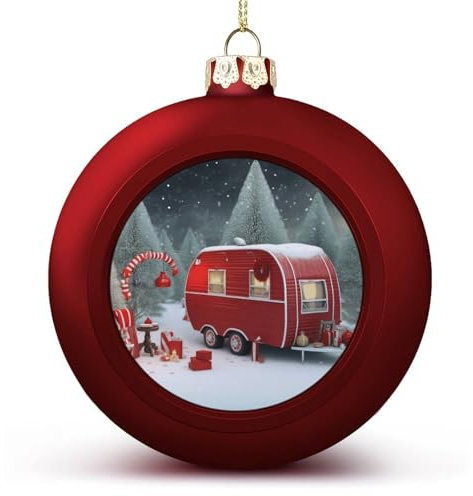 Weihnachtskugel-Ornamente, roter Camper-Druck, vielseitig verwendbar, festliche Heimdekoration, ideal für Baum und Heimdekoration