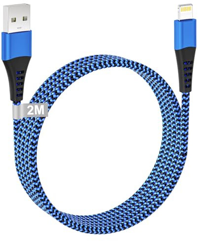 Cavo iPhone 2M, Cavo Lightning Certificato Apple MFi Cavo USB iPhone Cavetto iPhone Ricarica Cavo USB Lightning Nylon Filo Caricatore iPhone Caricabatterie per iPhone 14 13 12 11 XS XR X 8 7 6s 5 iPad
