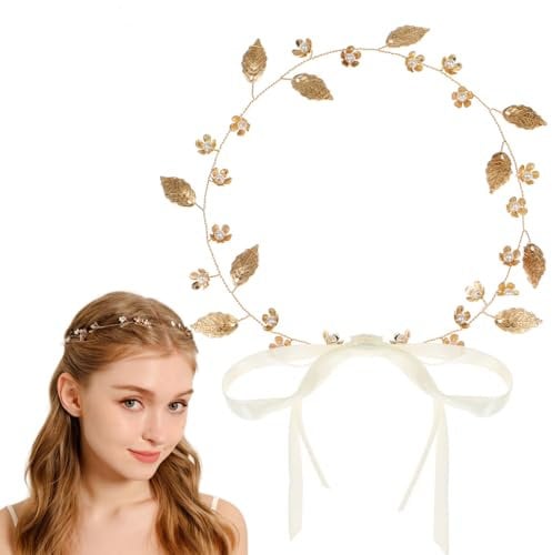 KAEGOUSY Gold Leaf Headband for Women Gold Leaf Headband Pearl Headpiece Leaf Girl Headpiece Leaf Hair Vine Leaf Wedding Hair Accessories for Kids Girl Women