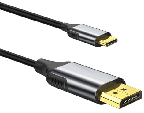 Câble USB C vers DisplayPort (4K @ 60 Hz), adaptateur USB 3.1 type C vers DP Thunderbolt 3, compatible avec MacBook Pro/MacBook Air/Dell XPS 15 13/iPad Pro 2018, iMac 2017 et plus encore - 1,8 m