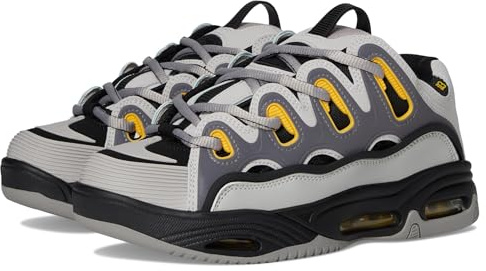 Osiris Men's D3 2001 Skate Shoe, Grey/Black/Yellow, 4.5 UK