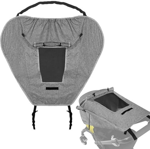 Pare Soleil Poussette Universelle,Pare-Soleil Pour Poussette,Couverture De Soleil Pour Poussette,Anti-UV, Imperméable,Avec Fenêtre Et Ailes D'ombre Extra Larges,Gris,1 Pièce