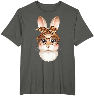 Leopard Oster-Hasen Gesicht Kinder Frauen Mädchen Ostern T-Shirt
