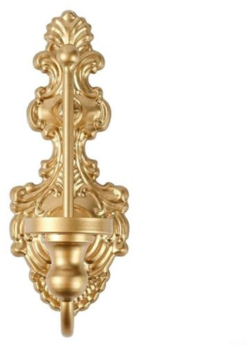 Wandkerzenhalter aus Gusseisen, Vintage-Stil, Wandkerzenhalter, Wandkerzenhalter, Wandkerzenhalter, für Wohnzimmer, Küche, Schlafzimmer (Gold)