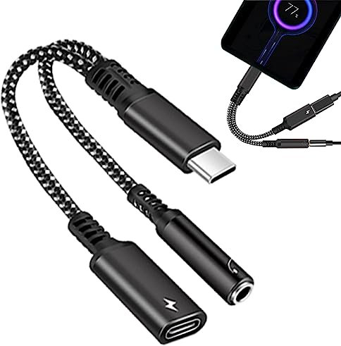 Genérico Adaptador USB C a Jack 3.5mm, 2 en 1 Type C Admite Carga Rápida de 60W Conector de 3,5mm para Galaxy S23/S22/S21 Ultra,Note 20/10,Pixel Huawei