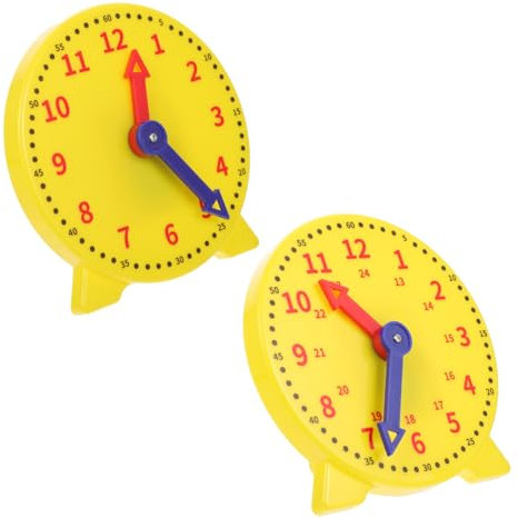 KICHOUSE 2 Stück Uhrenmodell Uhr Für Die Unterrichtszeit Sagende Zeitlehruhr Zeit Unterrichten Uhr Kinderuhren Unterrichtsuhren-Set Lernzeituhrmodell Stechuhr Lernen Plastik