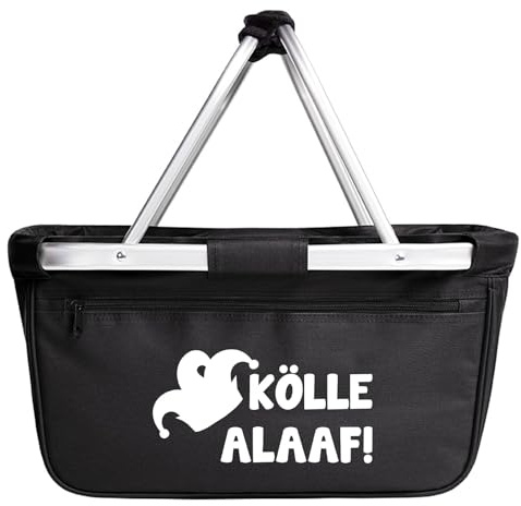 Huuraa Einkaufskorb faltbar Kölle Alaaf Narrenkappe Geschenk 20 Liter Tragekorb Black Kölle Alaaf Geschenkidee