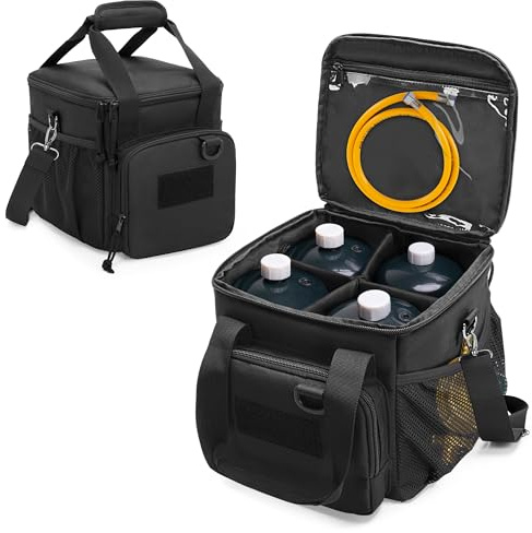 DSLEAF 1LB Propane Tank Storage Bag Holds 4 Pcs Gas Tank, Small Padded Propane Cylinder Carry Case with Portable Handle for Outdoor Camping, Cooking, Travel and Picnic