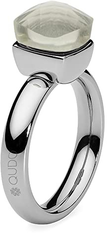 Qudo Firenze silber farbener Ring mit grauem Stein (white topaz)