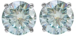 Damen 9K 375 Weißgold Glänzende runde Moissanit-Ohrstecker