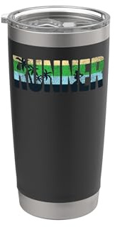 Running Runner Half Marathon Retro Vintage Palm Tree Runner Stainless Steel Insulated Tumbler